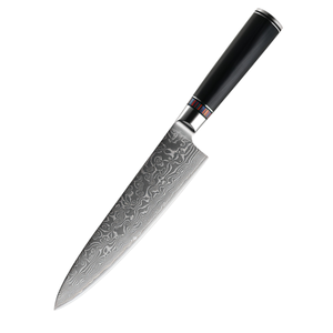 Couteau de chef de luxe Damas 7 pouces, manche noir avec anneau de couleur, cadeau de cuisine exquis pour les cuisiniers amateurs et les passionnés de cuisine, idéal pour les fêtes. - Product Image 1