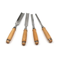 Ensemble de ciseaux professionnels pour le travail du bois avec manche en bois, 4 pièces