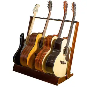 カスタム木製ギタースタンドラック6ホルダークラシックアコースティックエレクトリックベースギターディスプレイ用木製折りたたみギターラック