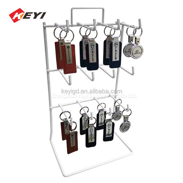Counter Top Black Color Metal Wire Keychain Display Rack Small Table Top Battery / Key Ring Display Stand