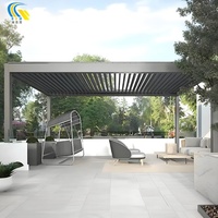 Pergola de jardin extérieure moderne de luxe à lamelles intelligentes en aluminium, type électrique 220V, finition poudrée, vente directe usine
