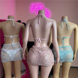 Traje de Baño <span class=keywords><strong>con</strong></span> <span class=keywords><strong>Falda</strong></span> de Playa 2026, Conjunto de Bikini de 3 Piezas para Mujer, Traje de Baño de Malla, Ropa de Playa para Vacaciones de Verano - Product Image 1