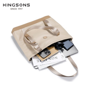 Kingsons Tote Bag Apricot Black Minimalist Eco-friendly Everyday Women's Bag - Product Image 1