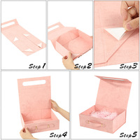 Boîtes en carton de luxe personnalisées imprimées, robustes, pliables, avec fermeture magnétique, boîtes cadeaux roses, emballage avec poignée en cuir