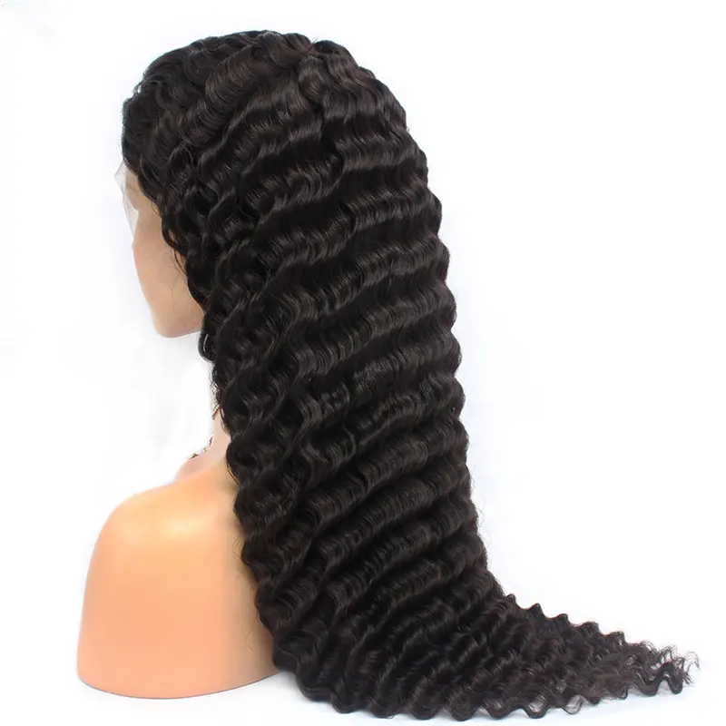 Perruque Lace Front Wig Deep Wave brésilienne — queen beauty, cheveux naturels, 26 pouces, densité 150%