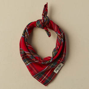 Accessoires de vêtements personnalisés pour chiens Bavoirs en coton pour animaux de compagnie Écharpe tartan toutes saisons Accessoires de style classique pour chats et chiens - Product Image 1