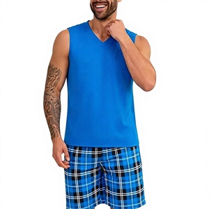 Men's Floral Sleeveless Tank Top Set Crew Neck Knitted Polyester/Cotton 200g Breathable Quick Dry Vintage High Street Summer - Product Image 2