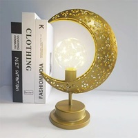 Lampe de table LED créative en fer forgé, style musulman, avec ampoule boule et étoile, pour l'extérieur, ambiance lunaire, vente en gros