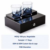 Support à liqueur moderne en acrylique transparent sur mesure pour hôtels, type tiroir, boîte de rangement, personnalisable avec logo WM020