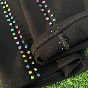 Personalizado de los hombres multicolor de diamantes de imitación de peso pesado cintura elástica negro holgado pantalones de chándal - Product Image 2