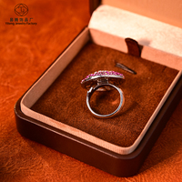 Bague en diamant de couleur orange, bijoux plaqués or blanc sur cuivre, bague tendance en cristal et strass, accessoires de luxe pour femmes