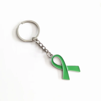 Nouvelles chaînes porte-clés en alliage de zinc avec ruban jaune, rouge, bleu, vert, violet, noir, pour la campagne de sensibilisation à la prévention du cancer