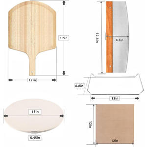 Juego de 5 piedras redondas para pizza, piedra para hornear pizza de 13 pulgadas para horno y parrilla con pala para pizza (OAK), rejilla para servir, cortador de pizza - Product Image 5