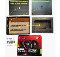 Dossier d'expédition pour carte graphique en carton ondulé écologique avec doublure en éponge pour la revente de GPU d'occasion