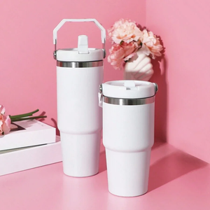 600ML 900ML Stainless Steel Vacuum Insulated Tumbler with Straw Lid Powder Coated <b>Large</b> Capacity Travel Camping <b>Mug</b> - Product Image 2
