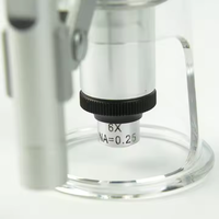 100X High Power Metal Magnifying Glass LED Illuminated Pocket Microscope Scale Loupe