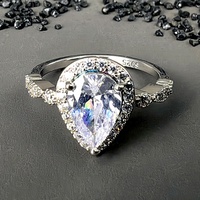 Bague de fiançailles vintage en forme de larme en argent sterling 925 avec VVS Moissanite pour femmes cadeau d'anniversaire