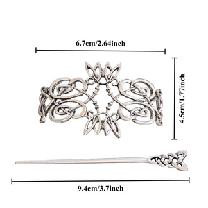 Fermaglio per Capelli Celtico Vintage in Argento con Nodo Intricato e Design Floreale, Perfetto per Stili Medievali, Boho e Folk, Pezzo Unico Culturale - Product Image 5
