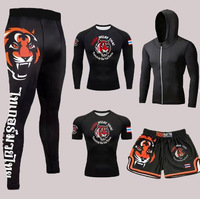 Ensemble de tenue d'entraînement Venom UFC pour hommes et femmes, haut et pantalon ajustés à séchage rapide, 5 pièces, vêtements de sport Muay Thai pour adultes