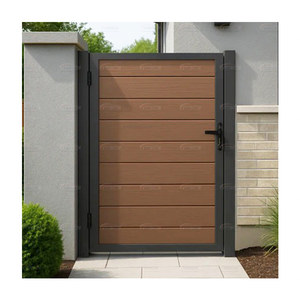 Cancelli scorrevoli automatici in alluminio WPC per giardino, vialetto e pedonali laterali, design durevole con venature del legno per esterni - Product Image 1