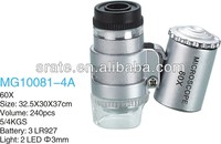 MG 10081-4A 60X Mini Pocket Handheld Microscope Magnifying Glass Magnifier With LED Light
