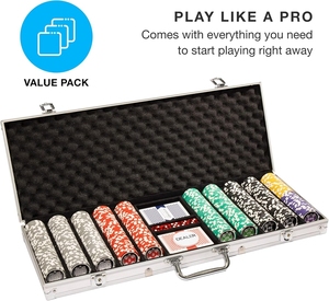 Set da Poker da 500 Fiches in Acrilico con Valigetta in Alluminio, Carte da Gioco, Bottone del Dealer per Poker, Giochi da <span class=keywords><strong>Casin</strong></span>ò a Casa - Product Image 2