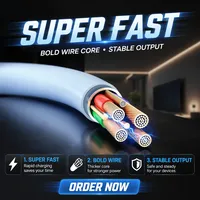 Câble de charge rapide Micro USB Type C 2m de longueur pour téléphones mobiles, transfert de données et chargeur rapide, vente en gros