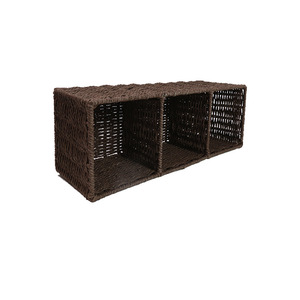 Rattan <b>Storage</b> <b>Basket</b> Rectangle 3 Compartment Desktop Organizer For <b>Toys</b> Snacks Cosmetics - Product Image 2