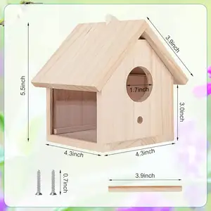 Multi-Purpose Small Pet Feeding & Bird Nest Wooden Birdhouse Hummingbirds Parrots Outdoor Garden Ornament Wood Crafts Wall Signs