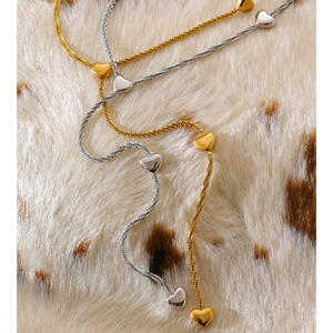 जिनयू 4441 फैशनेबल वाई-चेन हार सोने की प्लेटेड स्टेनलेस स्टील हार्ट पेलेंट गहने - Product Image 4