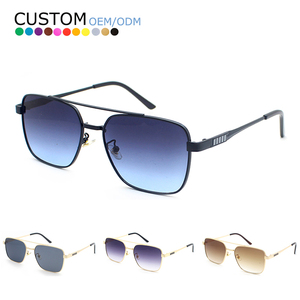 Sunway New Fashion Punk Metal <b>Square</b> Frame Shades <b>Sunglasses</b> Custom Logo Unisex UV400 Gold Plated - Product Image 1
