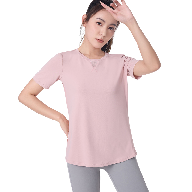 Wholesale Spliced Mesh Women's Top UPF50+ Sun Protection Quick Dry Training T-shirt Short Sleeve Sport Yoga Fitness Top