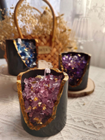 Bougies en cristal de guérison colorées pot de cire de soja feuille d'or bougies parfumées aromatiques d'aromathérapie de luxe