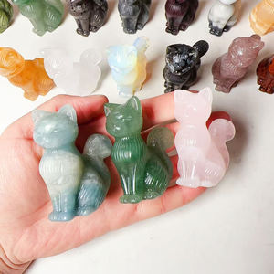 คริสตัลควอตซ์ธรรมชาติขนาด 60 มม. คละแบบ สำหรับงานหัตถกรรม รูปสัตว์ แมว สำหรับตกแต่งบ้าน ขายส่ง - Product Image 2