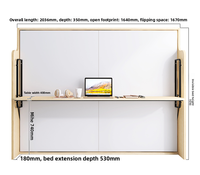 Lit pliant invisible personnalisable: bureau intégré, matériel de pliage latéral pour petits appartements