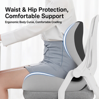 Coussin de dossier ergonomique intégré en mousse à mémoire de forme, creux, pour soulager la pression du coccyx, correcteur de posture anti-pression, pour utilisation en avion