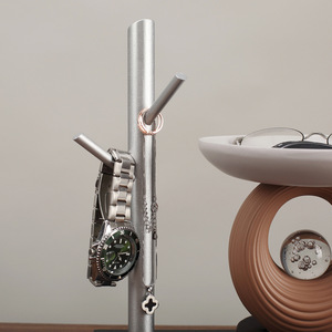 Modern Jewelry Organizer With Watch Holder And <b>Glasses</b> Tray For Entryway Or Living Room Decorative Storage - Product Image 4