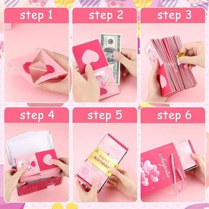 Caja Misteriosa de Cartón Plegable con Diseño de Corazón Rosa, Caja de Regalo Sorpresa con Dinero en Efectivo para Cumpleaños - Product Image 6
