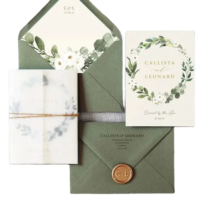 Wholesale Customized Beautiful Flower Thank You Cards With Envelope Wedding Invitation