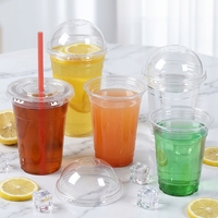 Gobelet jetable transparent en PET de 500 ml à paroi simple avec couvercle, imprimé avec logo personnalisé, pour thé au lait, café, jus, vodka, eau minérale