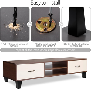 Pieds de meubles de remplacement de 15 cm en bois massif, style moderne du milieu du siècle, pieds en bois de noyer pour canapé et lit - Product Image 3