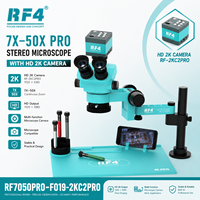 Kit de microscope industriel RF4 7050Pro-FO19 2K HD, protection IP55, haute précision pour l'inspection des semi-conducteurs, l'analyse des puces IC, les circuits imprimés
