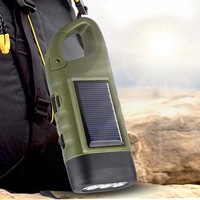 Lampe torche LED rechargeable à manivelle solaire multifonctionnelle, banque d'alimentation de camping, lampes de poche d'urgence pour l'extérieur