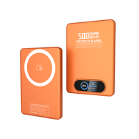 Powerbank Magnetik Ultra Tipis Mini untuk Smartphone, Pengisi Daya Nirkabel Berbahan Aluminium dengan Layar dan Fitur Jam Tangan