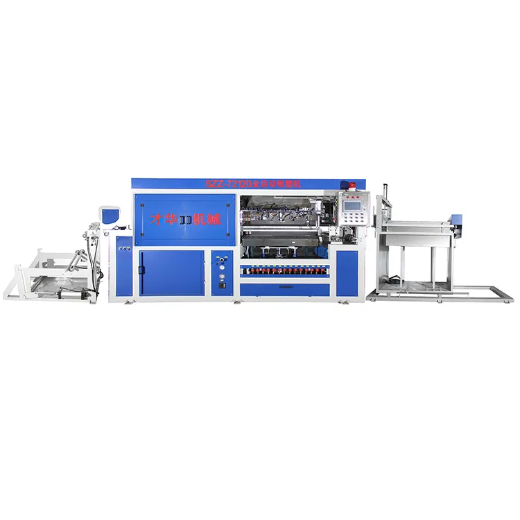 ماكينة التشكيل الفراغي التلقائية بالكامل للبولي إيثيلين تيريفثاليت، ماكينة تشكيل الصناديق المطاطية في الصين، ماكينة إعداد الأطباق الحرارية
