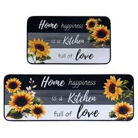 Tapis de cuisine vintage antidérapants lavables à motif tournesol, lot de 2 pièces, tapis de couloir et de cuisine personnalisés