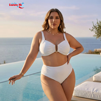 Bikini grande taille ODM, haut de bikini très soutien-gorge, couleur blanche, bikini brésilien, maillot de bain grande taille marque privée, service personnalisé