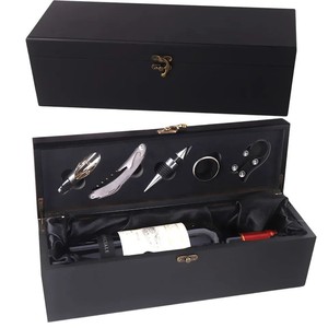 Caja de Madera Doble para Vino con 4 Herramientas, Reciclable, Impresión de Logotipo Personalizado - Product Image 1