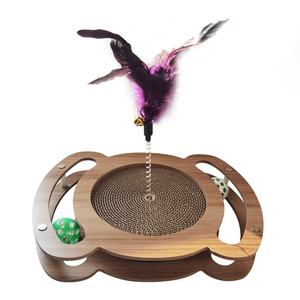 Poteau à gratter pour chat en carton ondulé triangulaire vertical, jouets stables pour chat qui peuvent s'allonger, arbre à chat et grattoir - Product Image 6