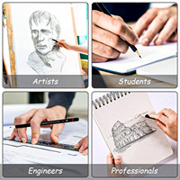 Ensemble de crayons à dessin en bois professionnels, 12 pièces, boîte de crayons à dessin 2H 8B, crayons à dessin artistiques, fournitures éducatives